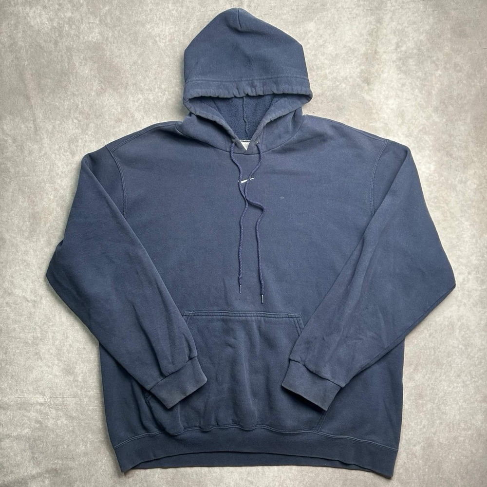 Vintage Nike Hoodie Mens XL Navy Blue Center Swoosh Sweatshirt Silver Tag Y2K